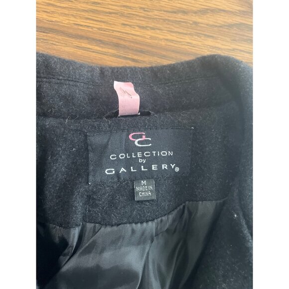 Collection by Gallery black wool button front collared coat size Medium - Picture 5 of 9
